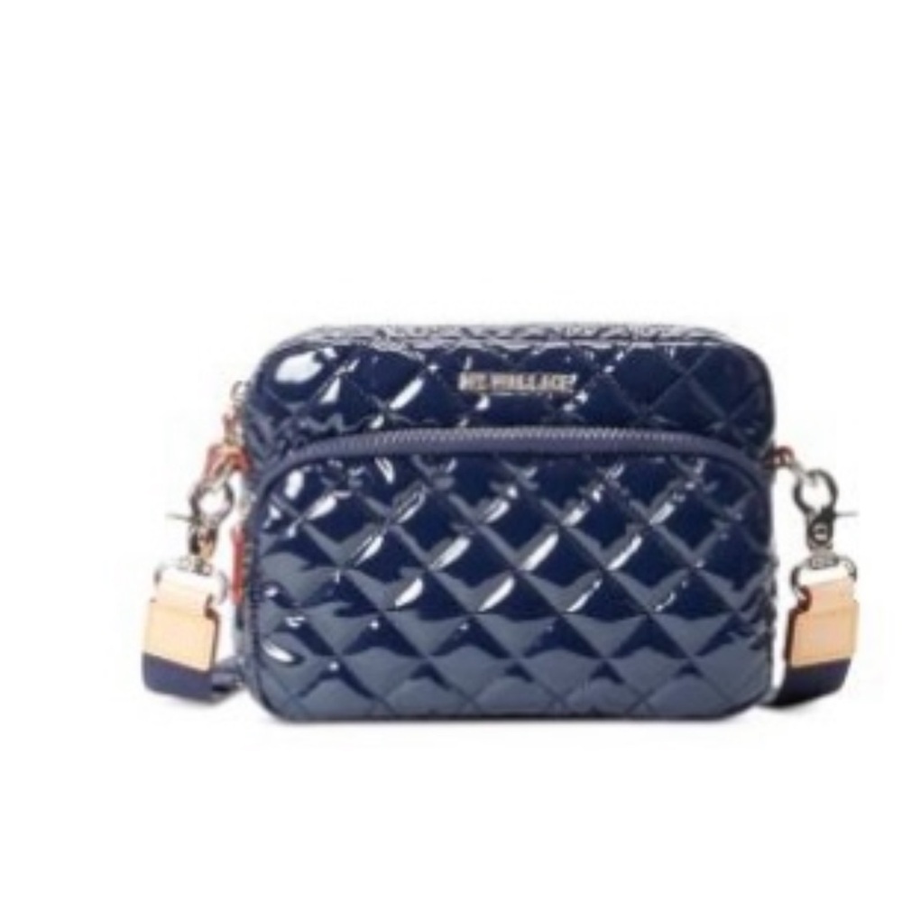MZ Wallace Blue Silver Crossbody Bag Quilted Design firm the price